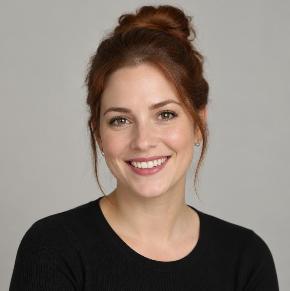 Portrait of a young woman with a bun hairstyle