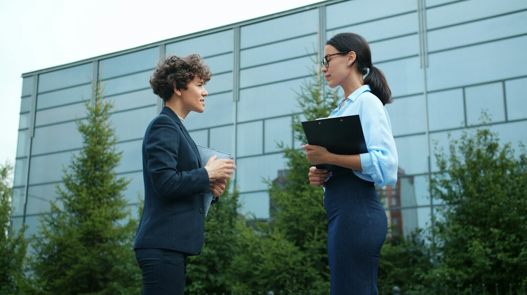 confident businesswoman leading discussion